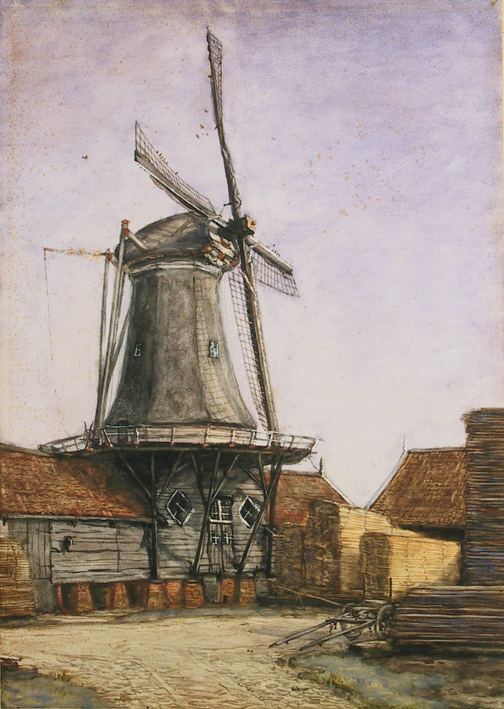 De houtzaagmolen achter het ouderlijk huis