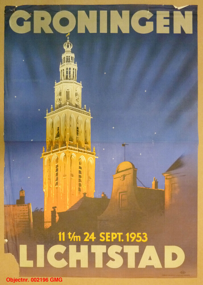 Affiche: Groningen Lichtstad 11 t/m 24 sept. 1953