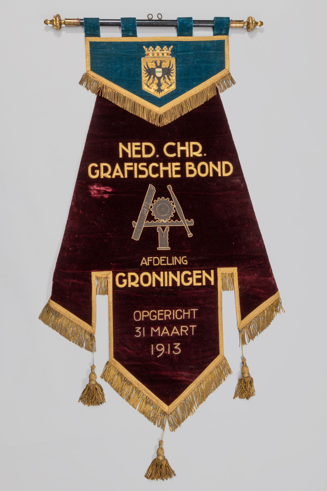 Vaandel van de Nederlandsche Christelijke Grafische Bond; Afdeling Groningen.