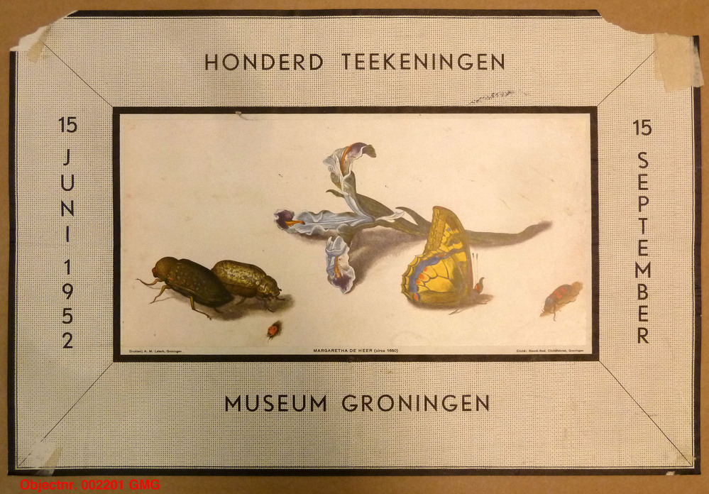 Affiche: Honderd tekeningen 15 jun - 15 sep 1952