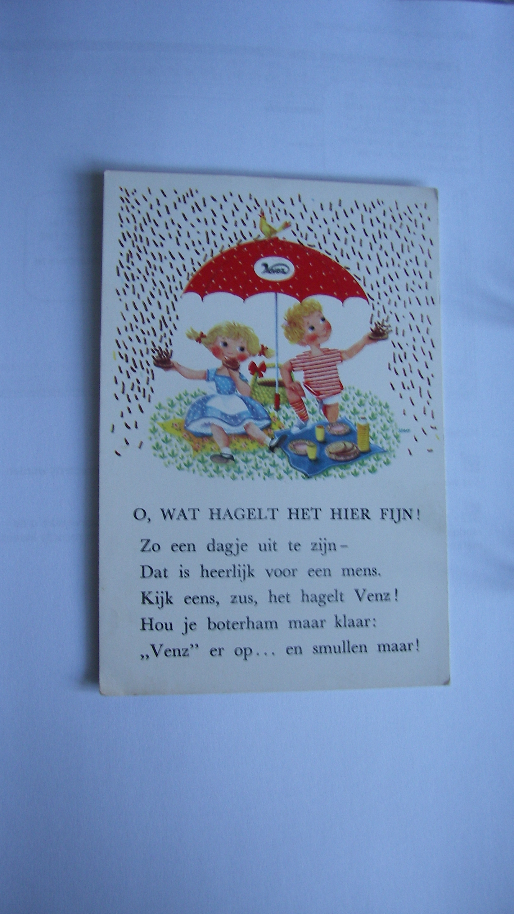 Reclame ansichtkaarten van Venz chocoladehagelslag