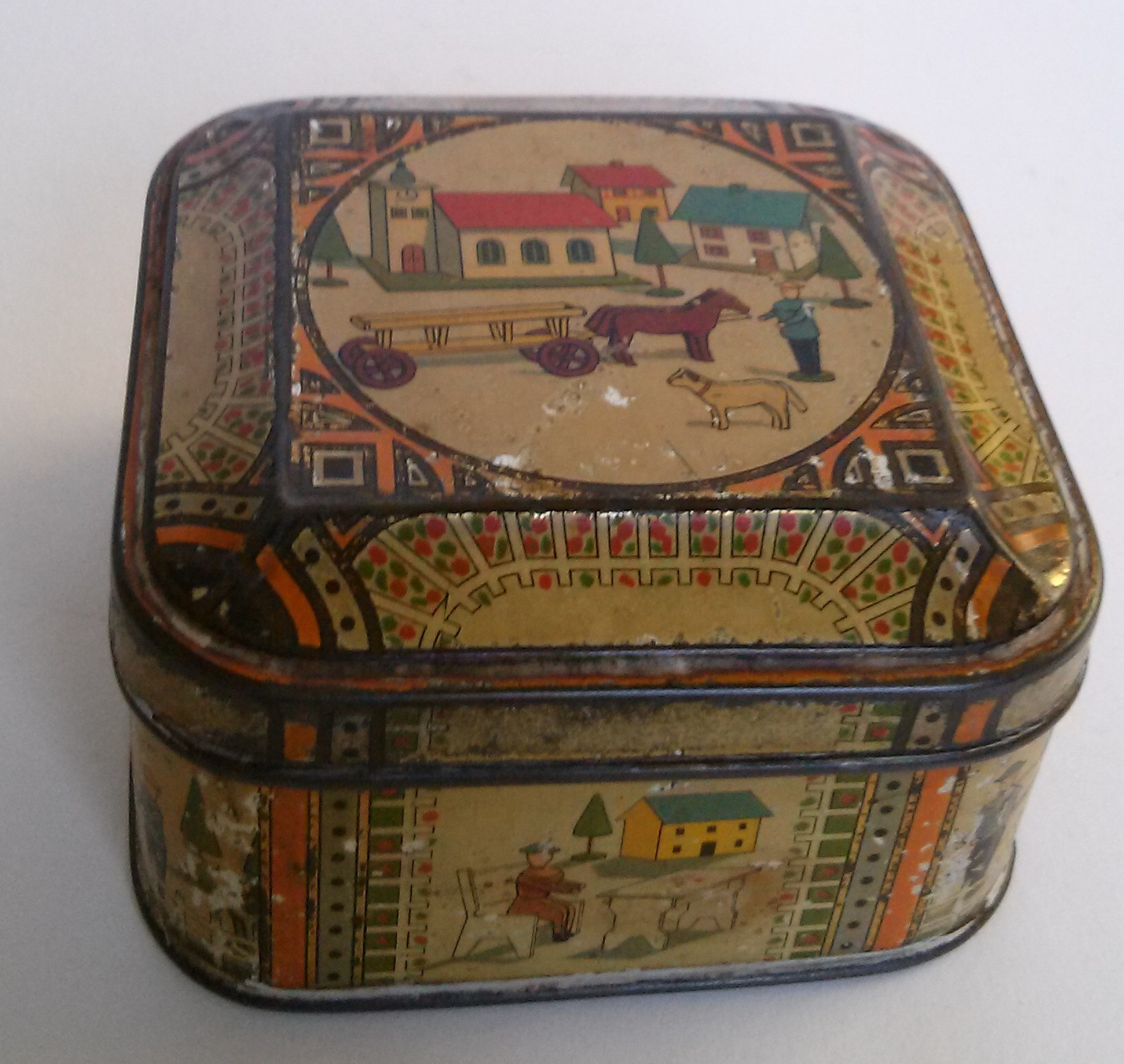 De Zaan Chocoladeblikje in stijl naieve schilderkunst