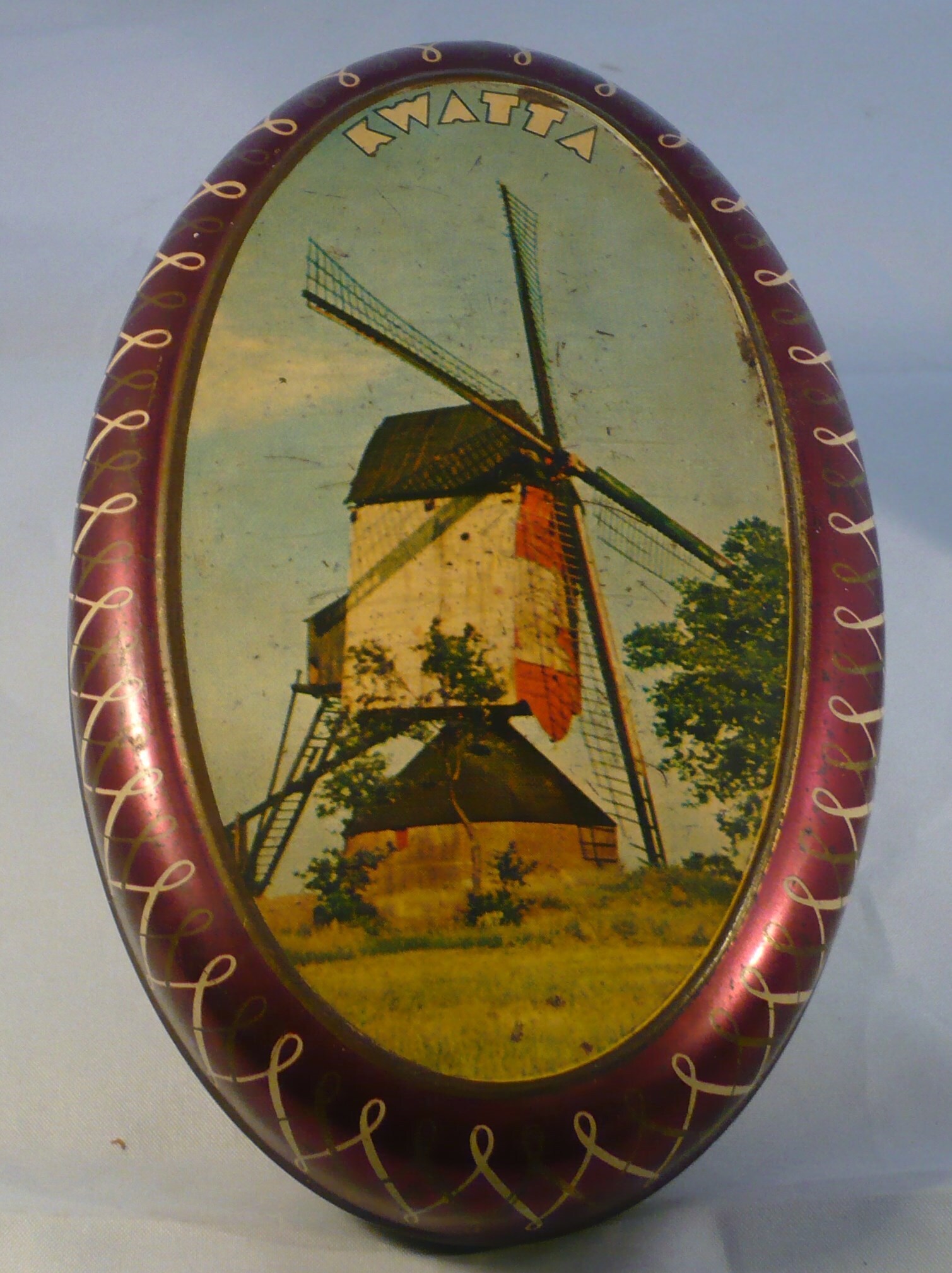 Kwatta ovalen Pastillesblik met afbeelding Standerdmolen