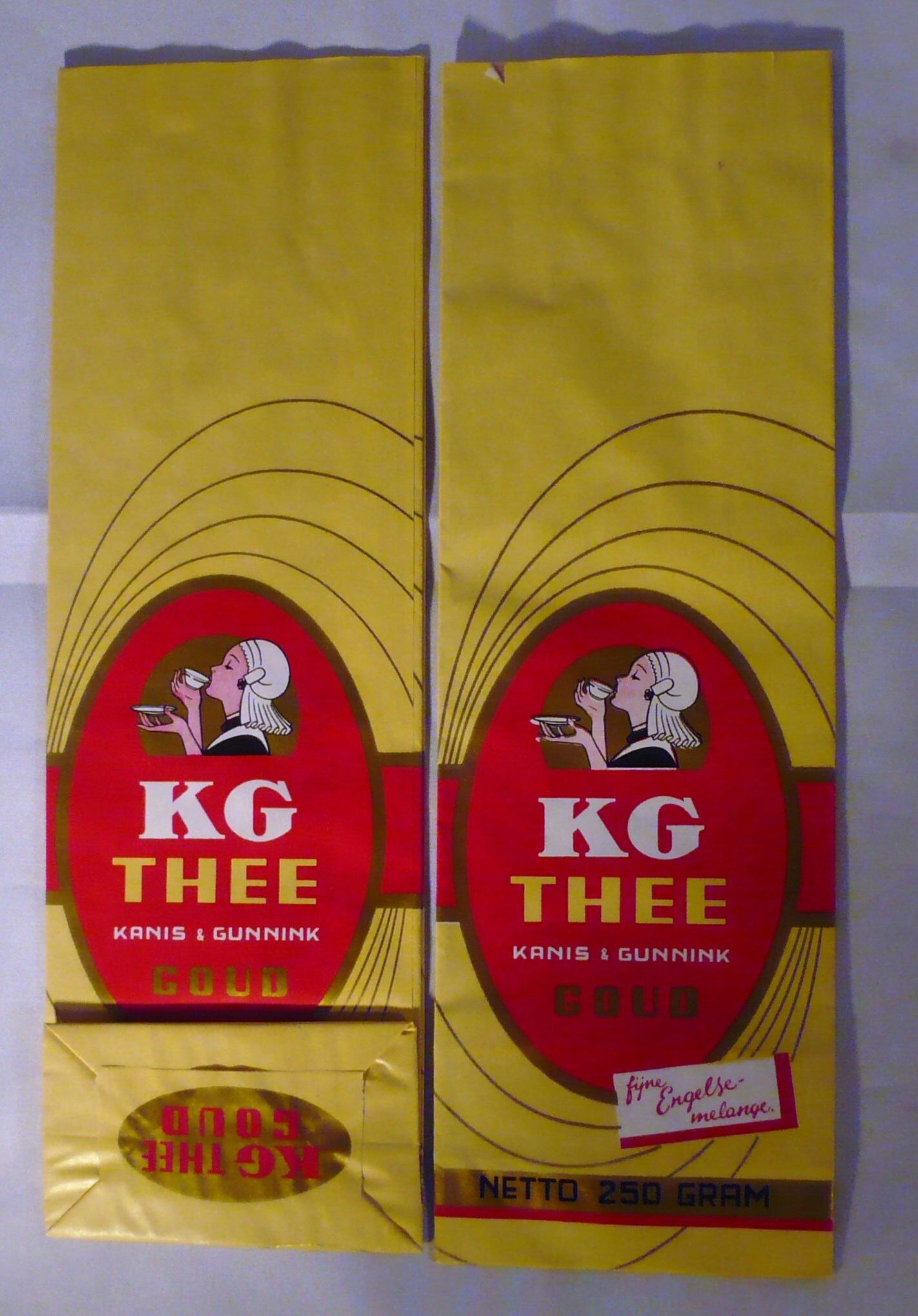 Zakjes Kanis en Gunnink KG Thee Goud, fijne Engelse melange, 250 gram