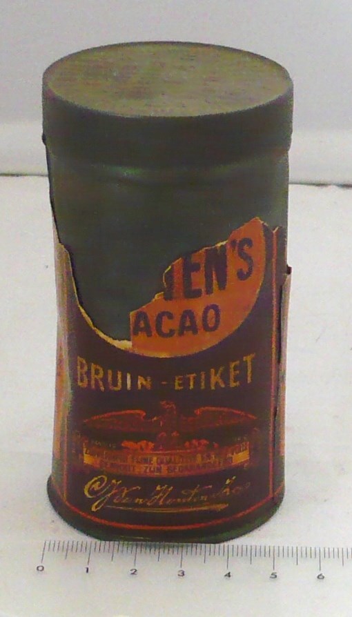 Van Houten's Cacaoblik Bruin-Etiket