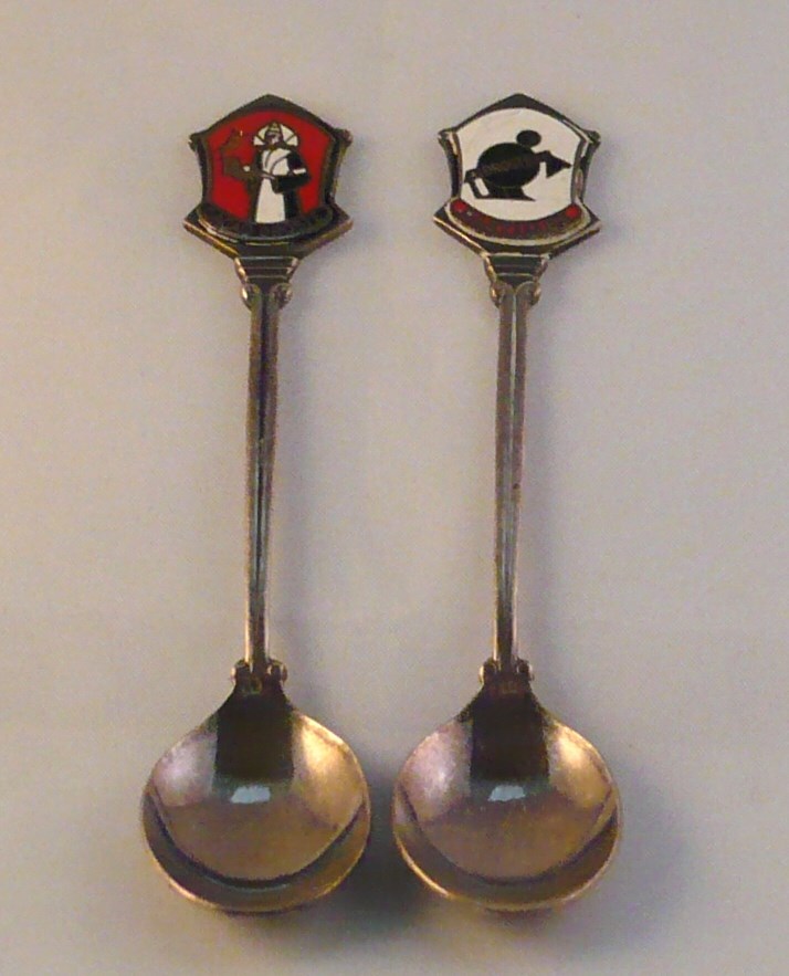 Droste verzilverde theelepels emaille