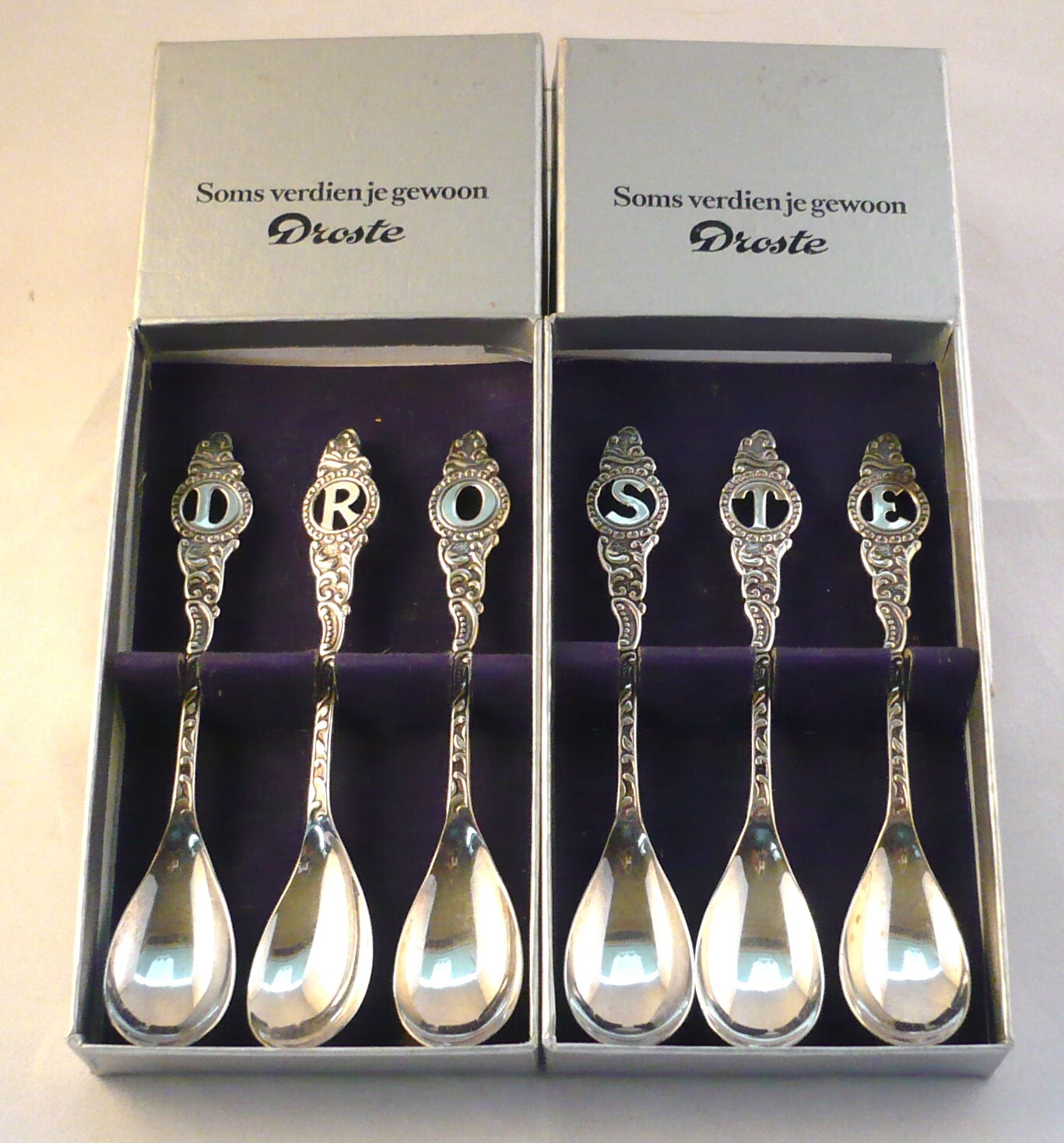 'Soms verdien je gewoon Droste', set van zes theelepels