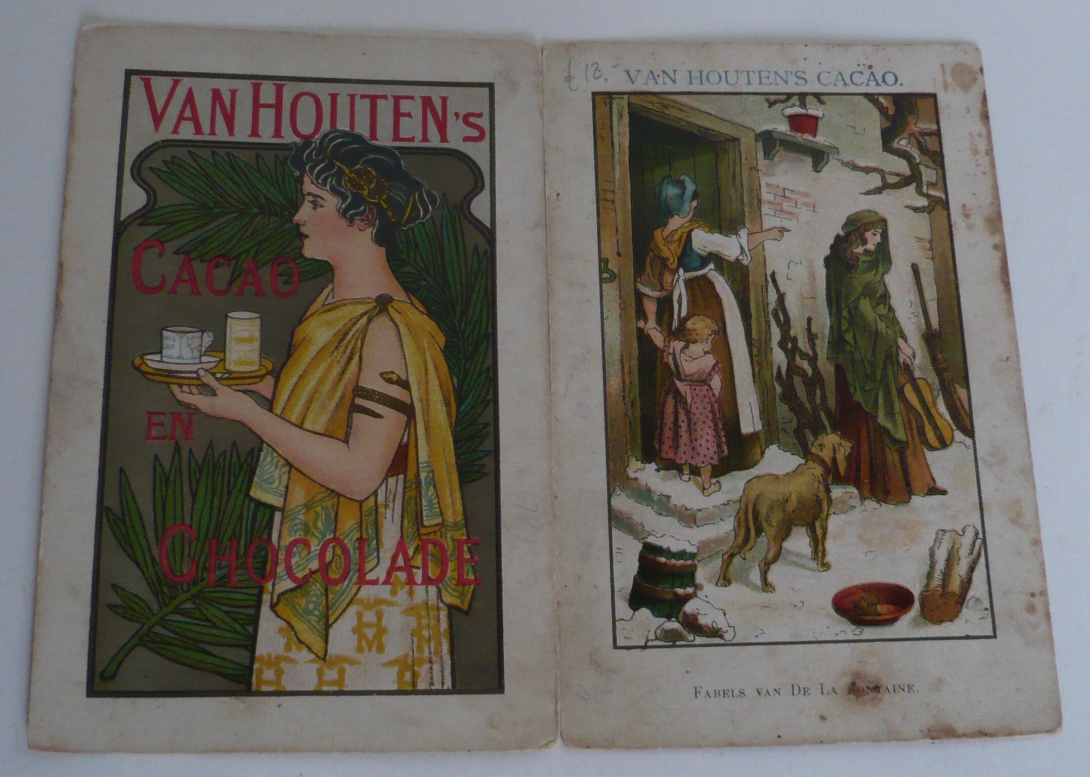 Van Houten's Cacao, dubbele reclamekaart, Fabels De la Fontaine