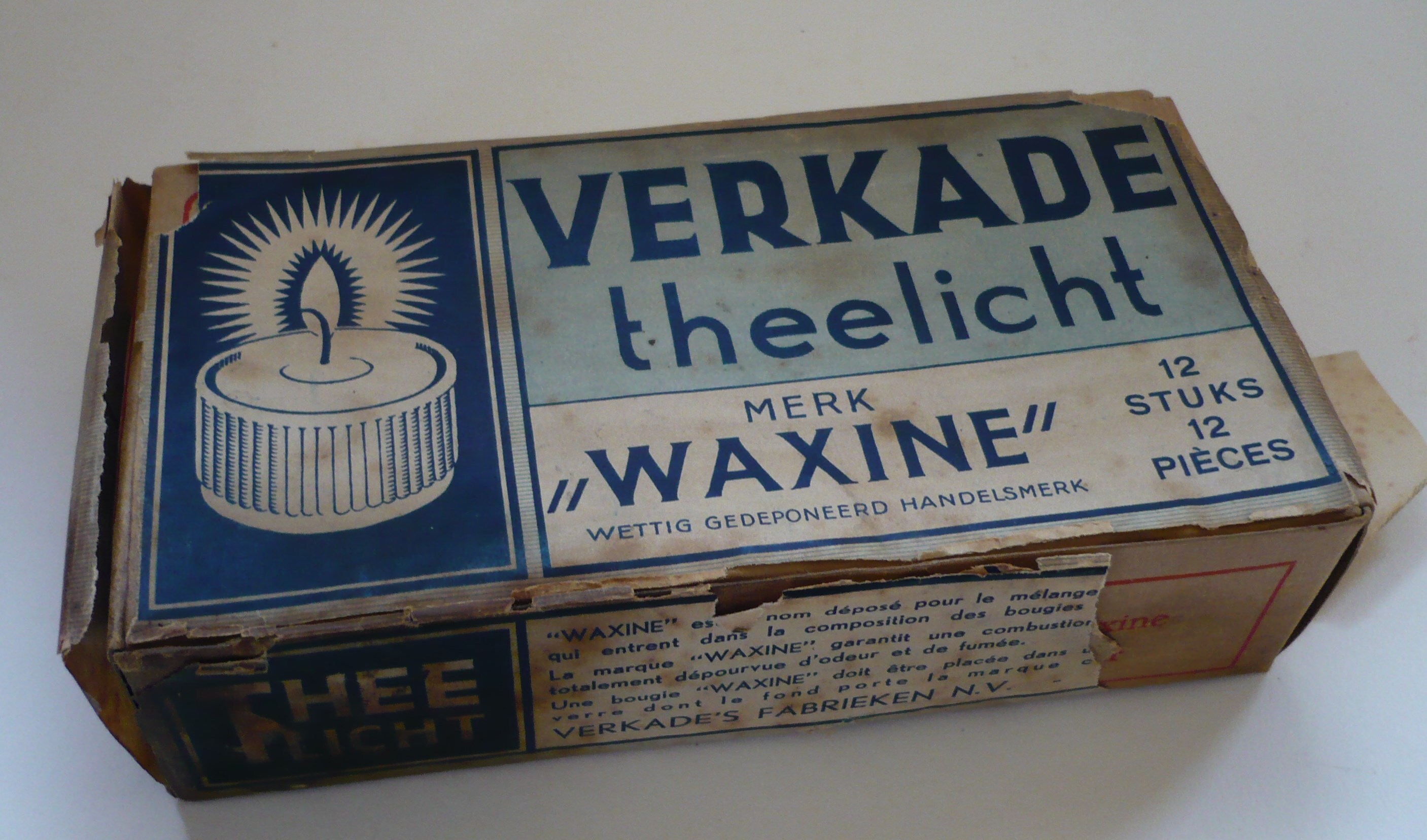 Verpakking Verkade Theelicht merk 'Waxine'