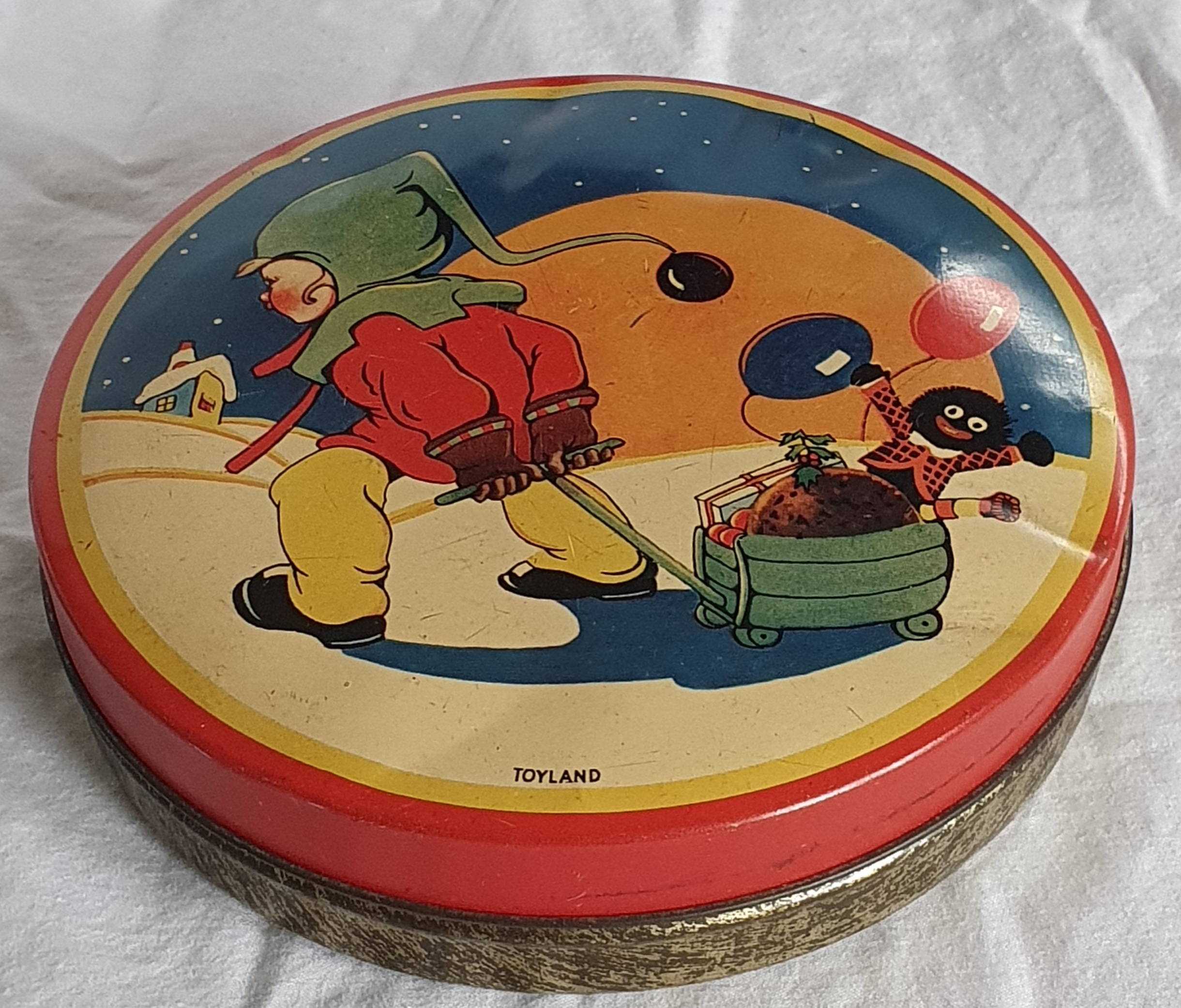 Wilkin's red boy toffee blik, toyland.