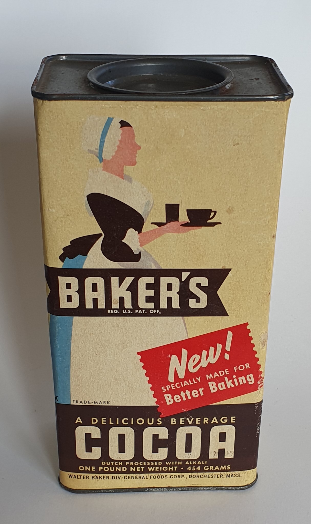 Baker's cocoa blik, one pound (Am.)