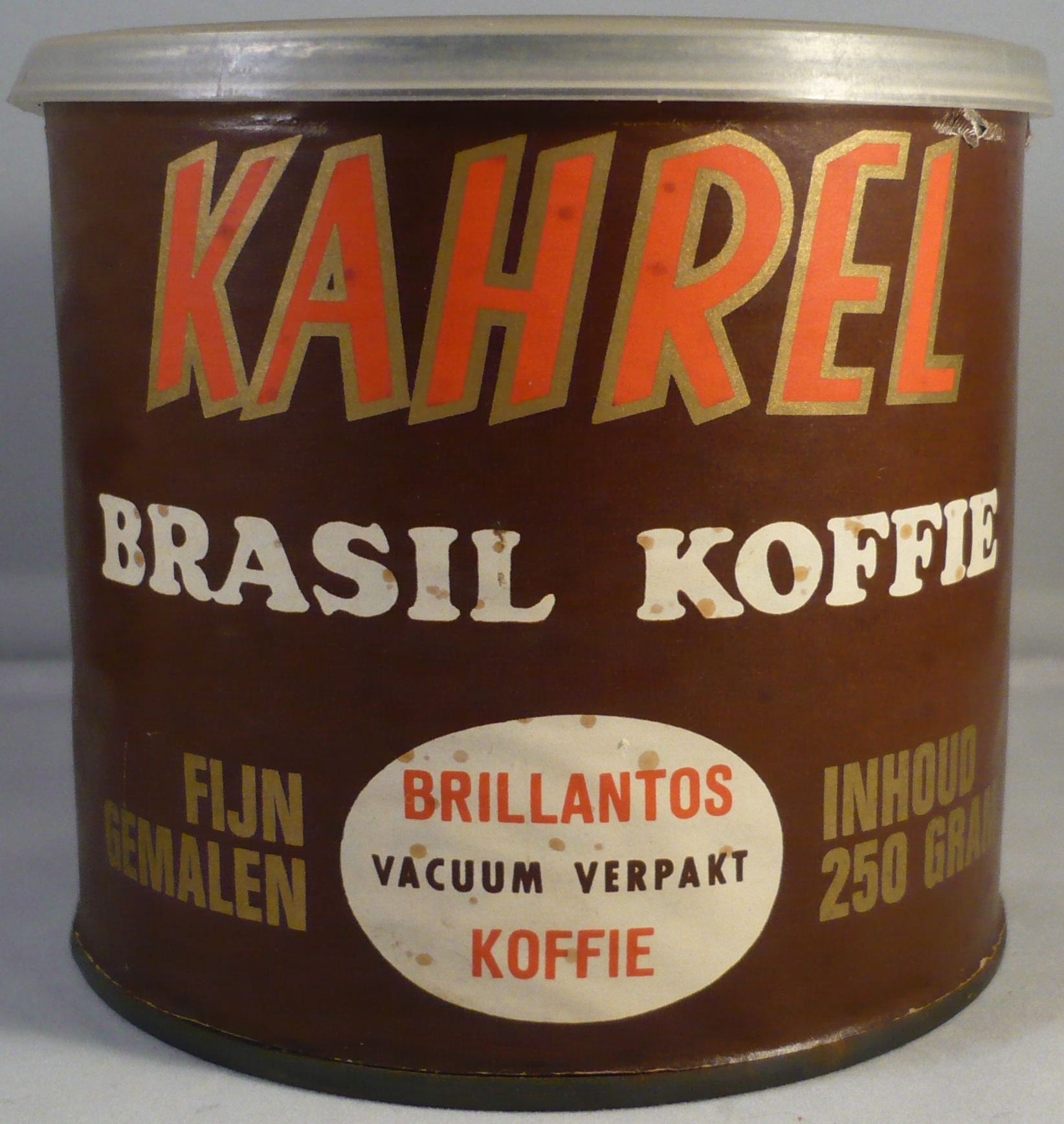 Kahrel's fijn gemalen Brasil Koffie in blik met plastic bewaardeksel