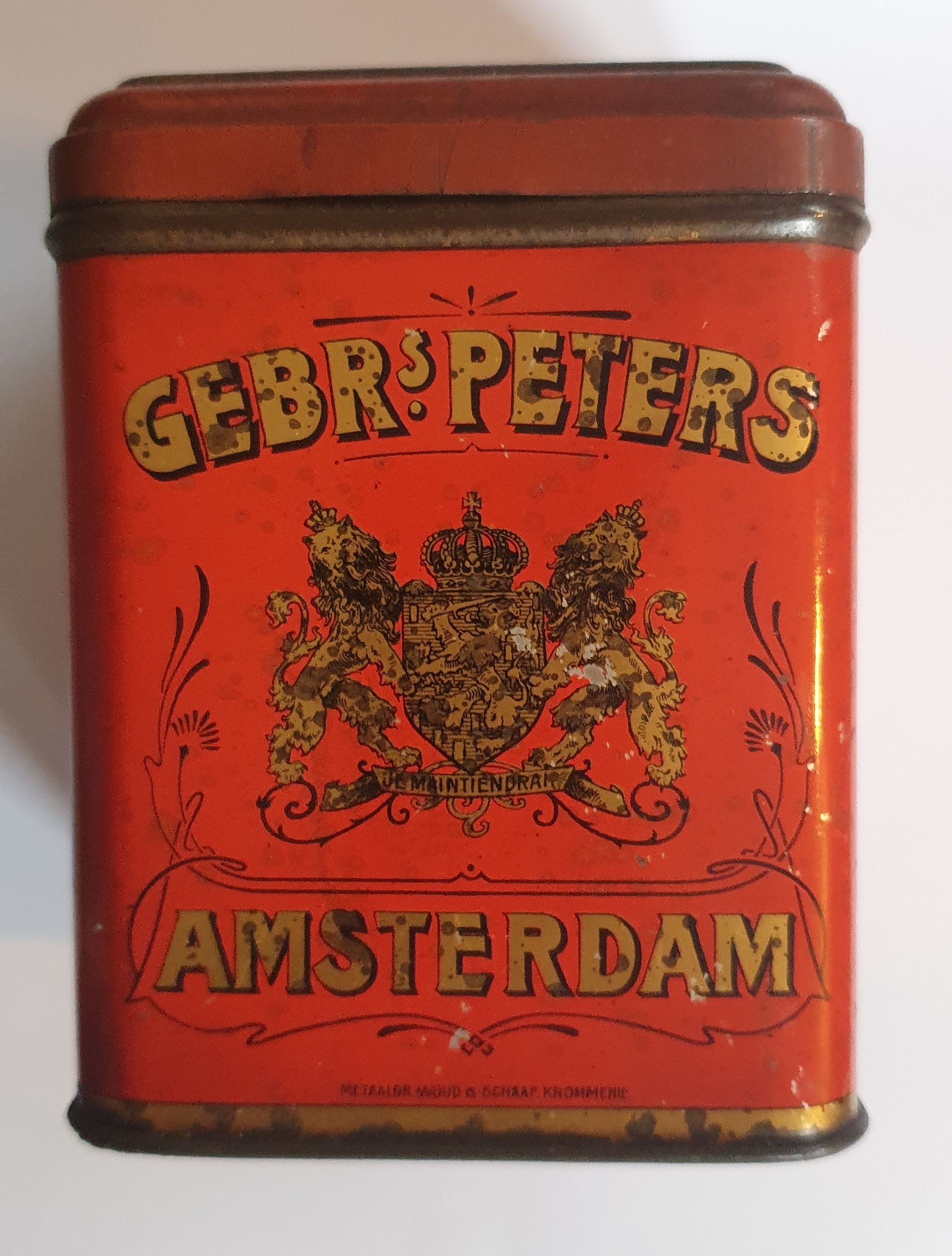 Gebrs. Peters, Amsterdam, bewaarblikje. .