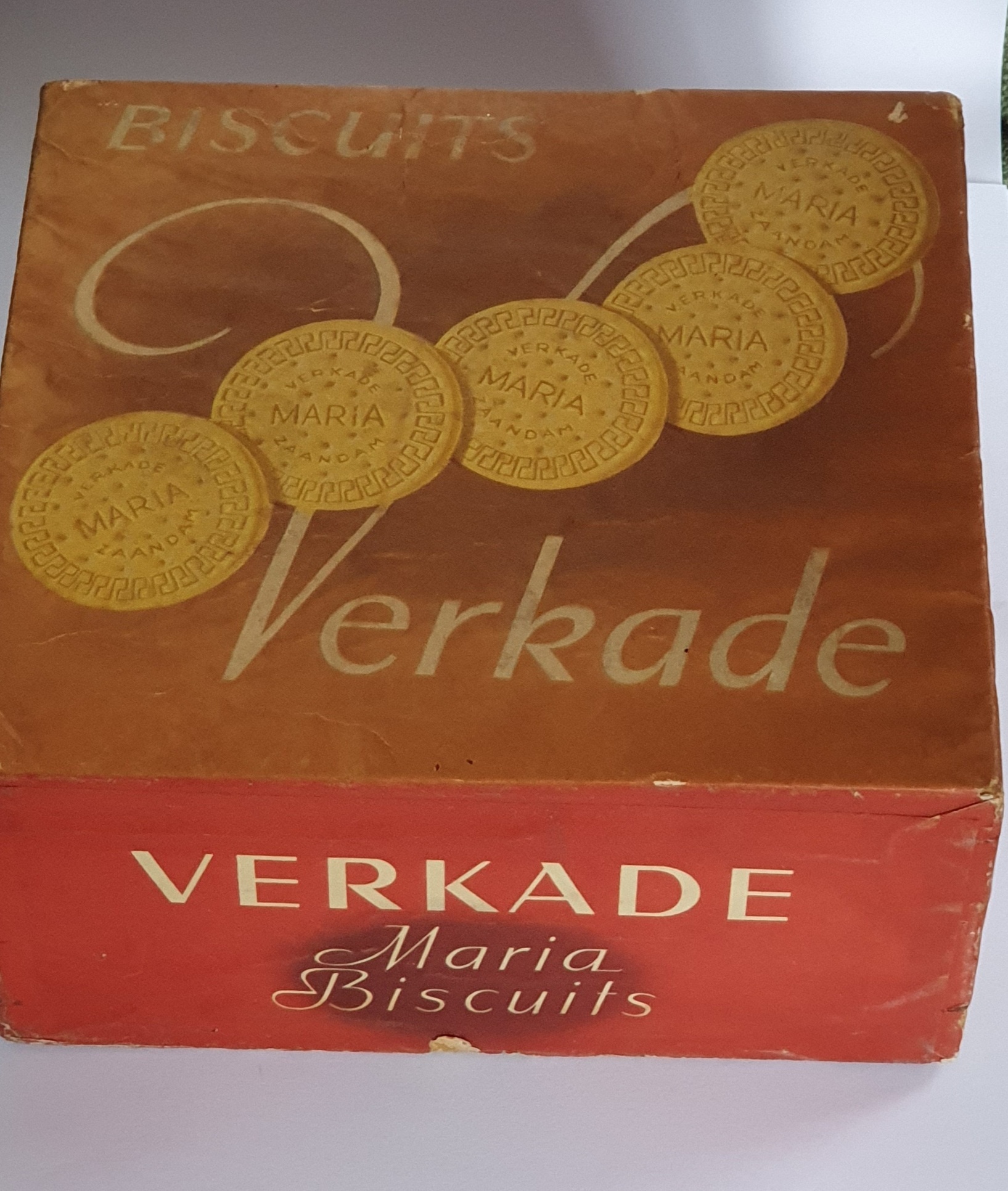 Verkade kartonnen etalagedoos Maria biscuits.