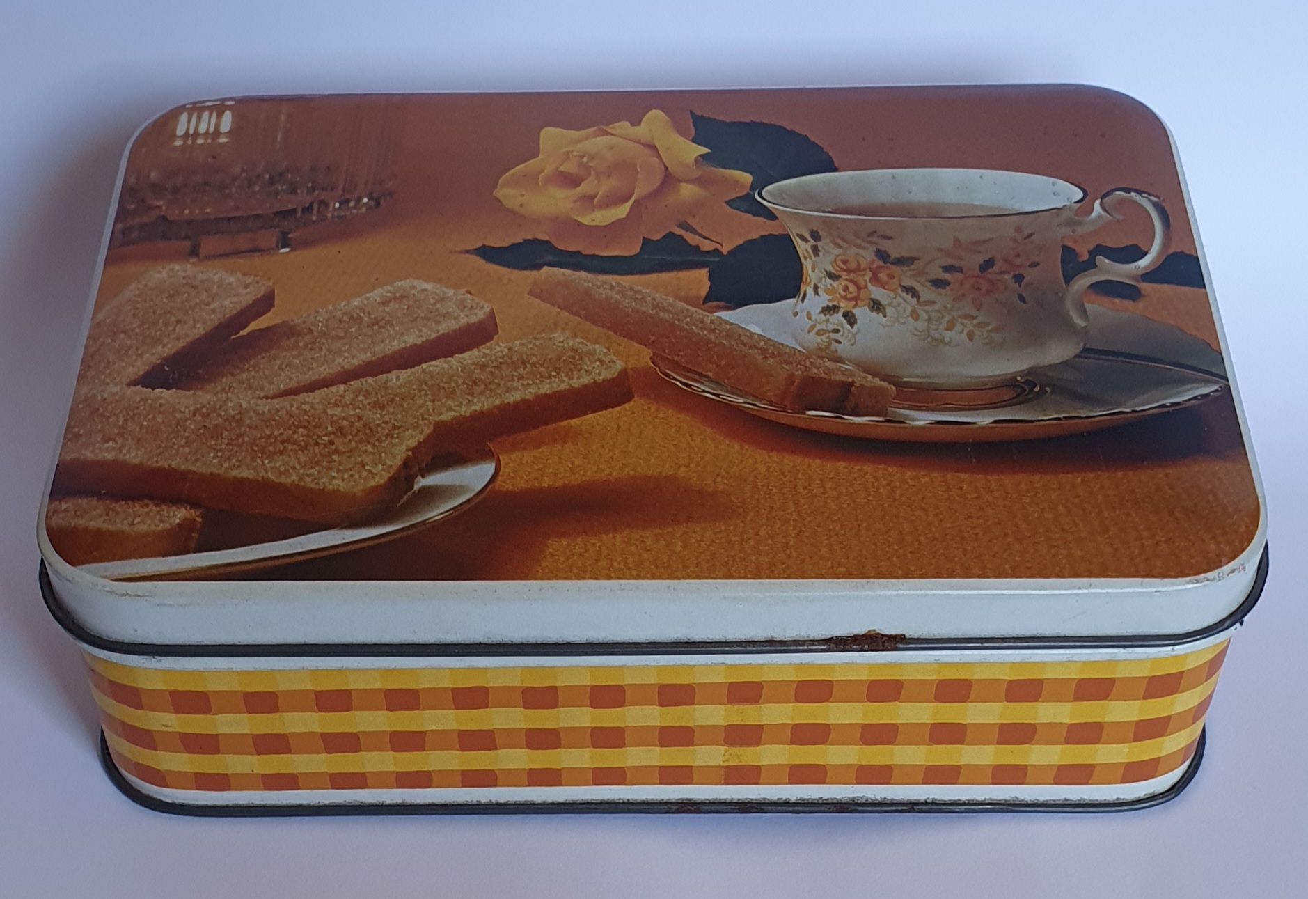 Verkade, kleine koektrommel "gezelligheid kent geen tijd".