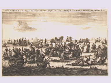 Zeeslag tegen de Engelsen en de Fransen.