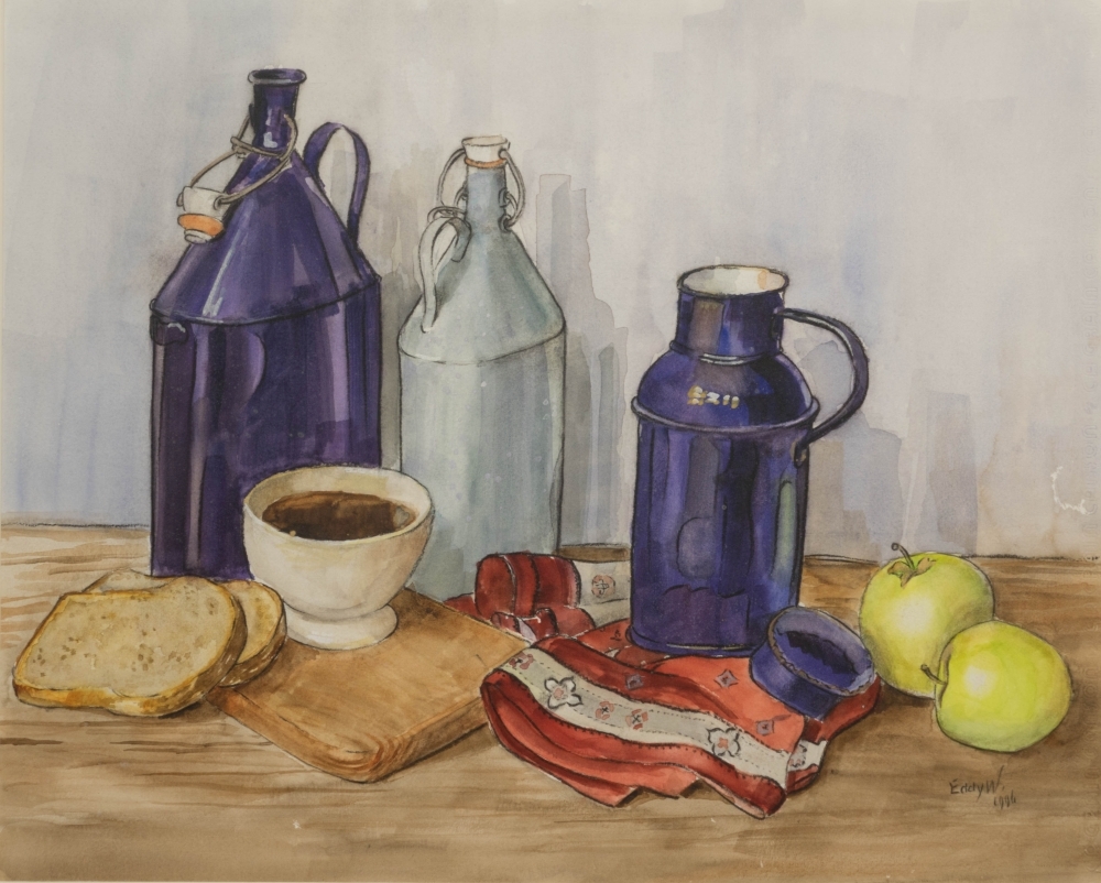 Stilleven met flessen