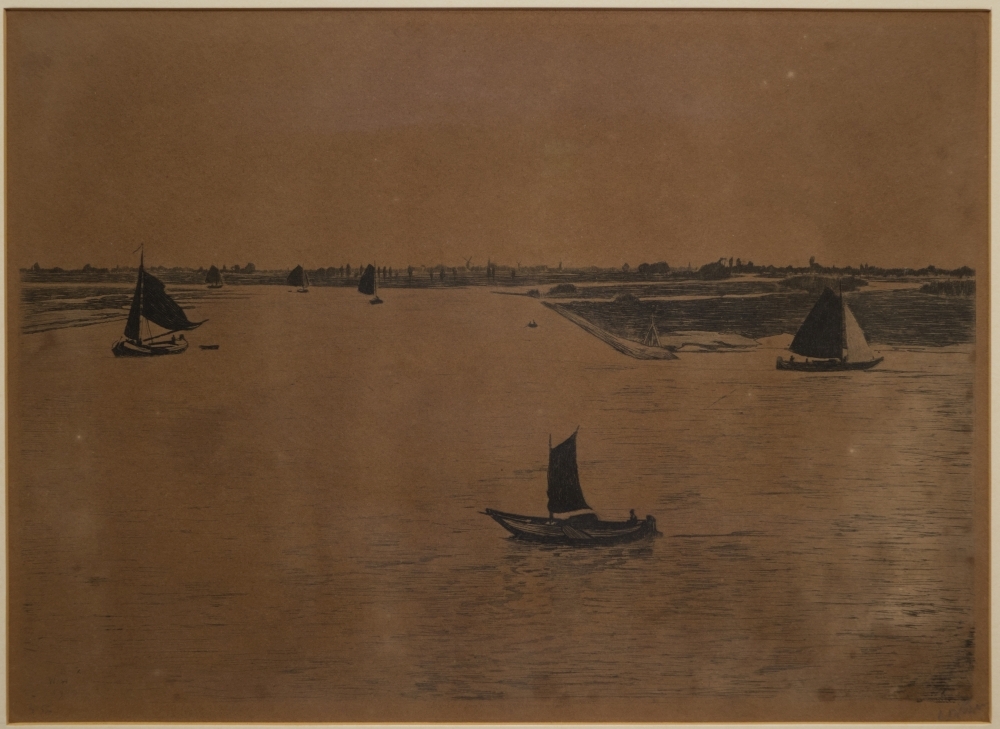 Zeilschepen op rivier.