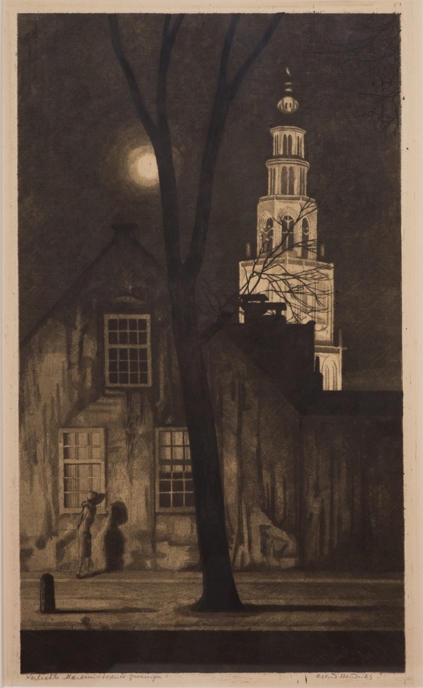 Verlichte Martinitoren te Groningen.