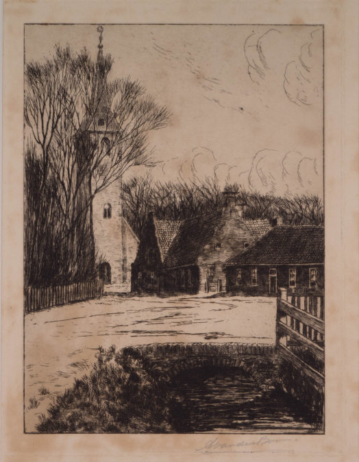 Dorpje met kerktoren.