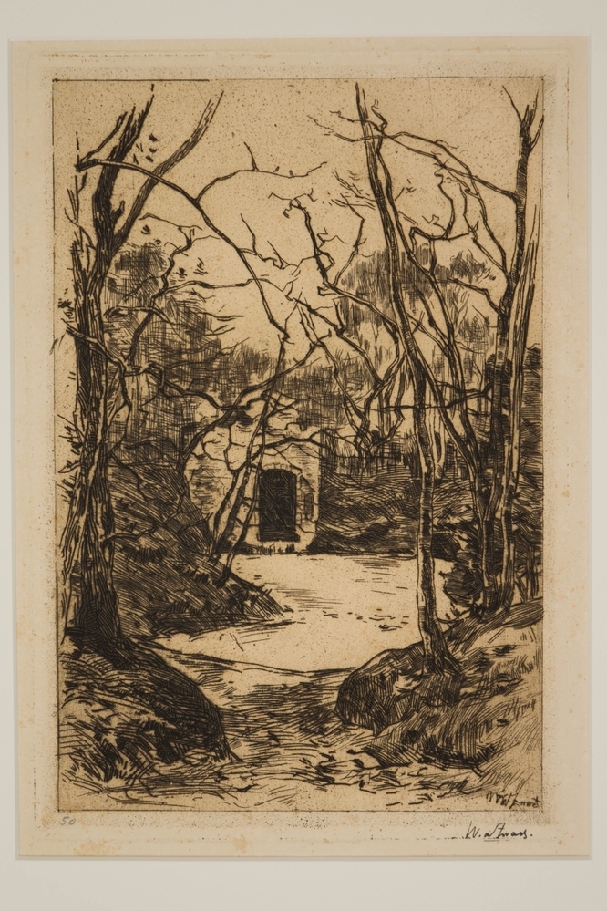 Ruïne aan een bevroren vijver (Lage Vuursche)