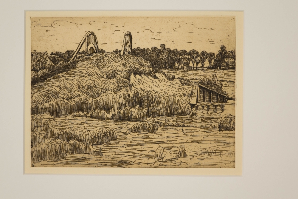 Landschap met bruggetje.