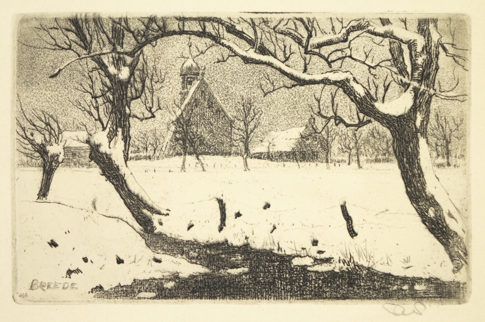 Kerkje te Breede in de winter.