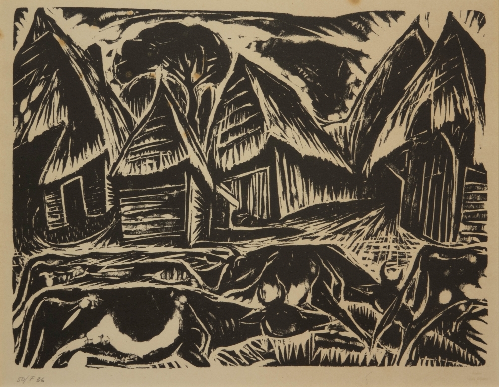 Koeien door het dorp Orvelte.