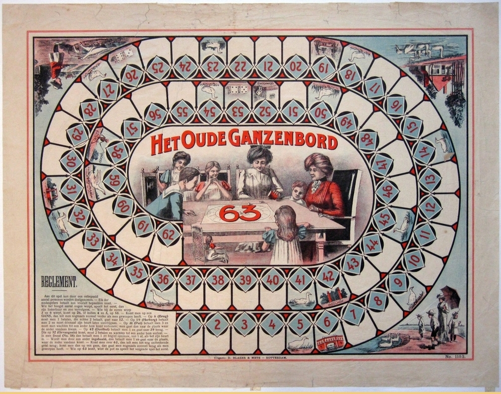 Kartonnen ganzenbord spel.