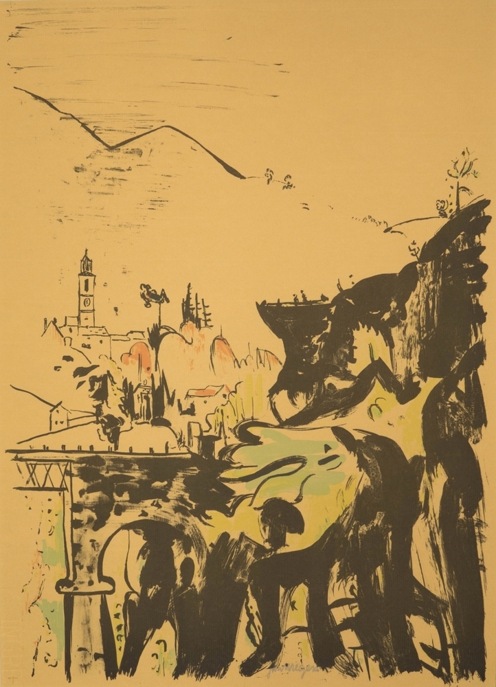 Stad in berglandschap.