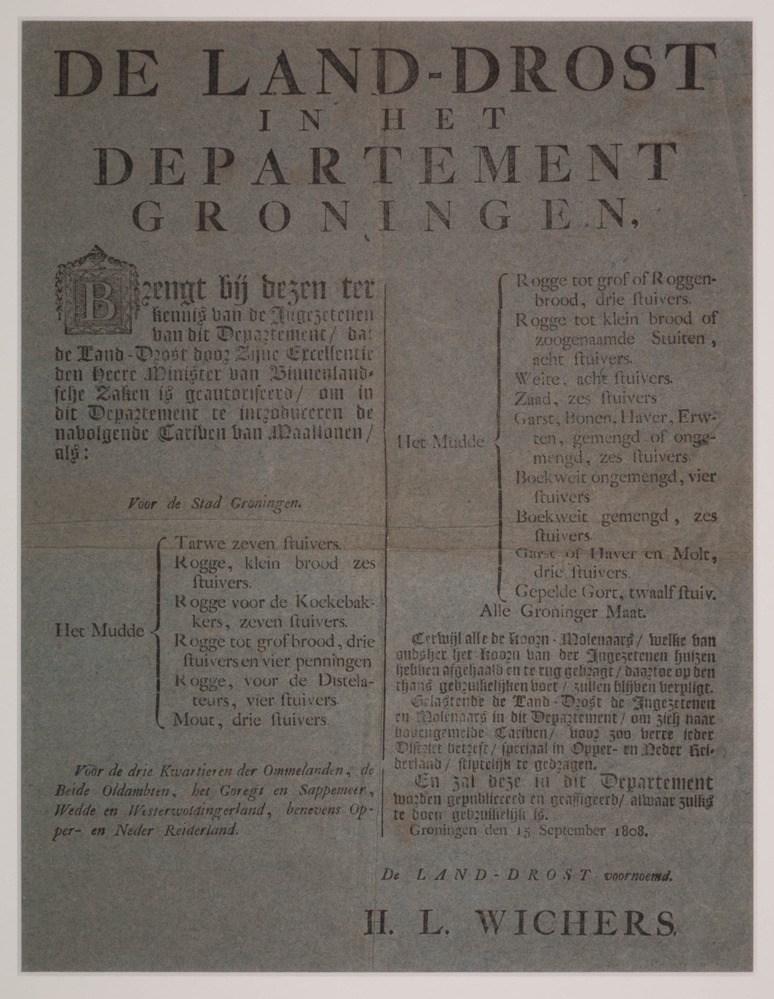 Kennisgeving Landdrost Groningen.