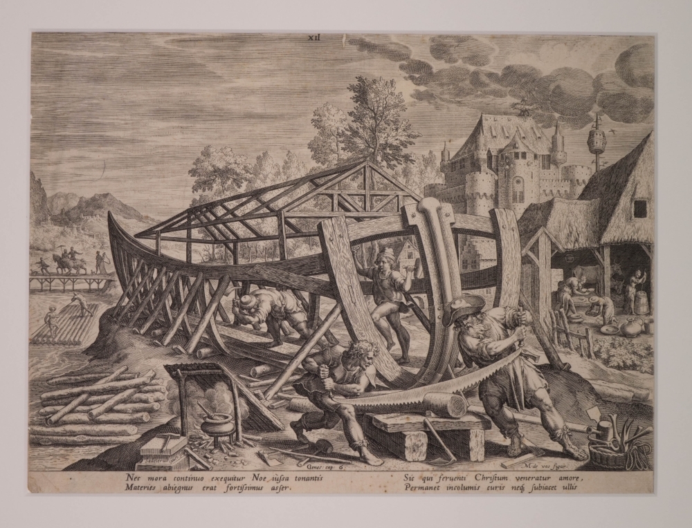 Bouw van een schip (ark van Noach).