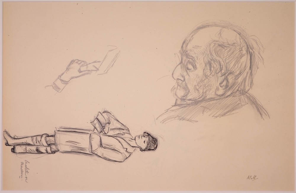 Portret van Samuel van Houten./Museumbezoekster.