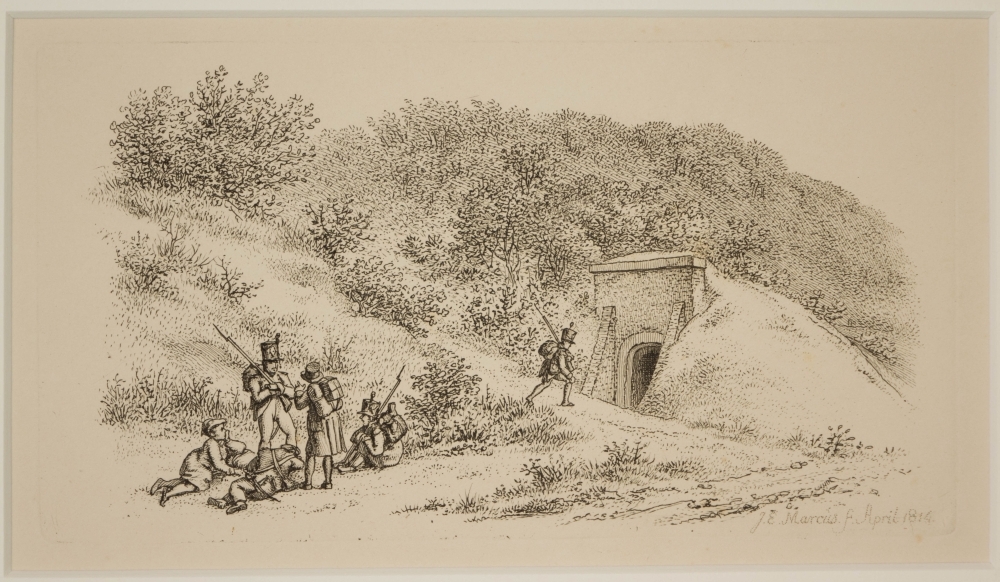 Wandelaars bij heuvel.