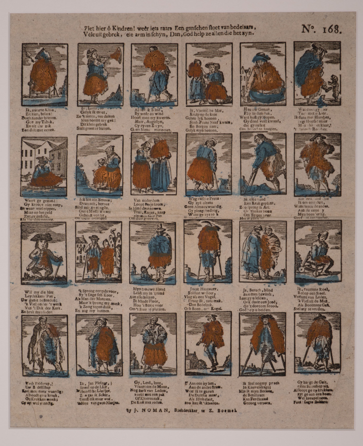 "Ziet hier o Kindren ! weer iets raars, Een ganschen stoet van bedelaars