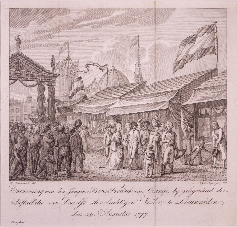 Ontmoeting van Prins Frederik, tijdens de installatie van zijn vader Willem V te Leeuwarden.