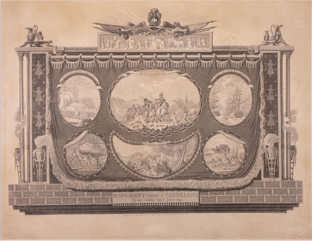 "MONUMENT VOOR 'T VADERLAND. Op het einde van 't jaar 1799." Over de Engels-Russische inval.