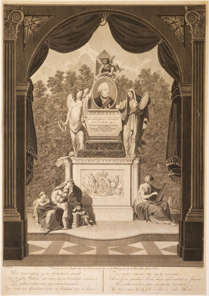 Zinneprent op de dood van Willem V.