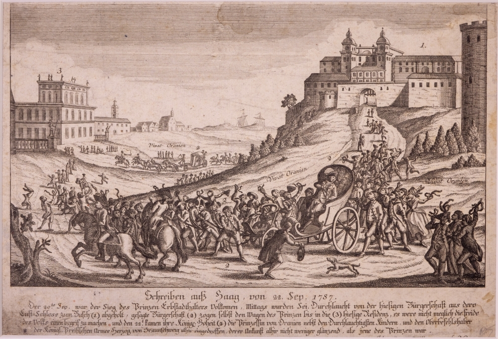 Inhaling van de Prins (Willem V) Prinses en de kinderen in Den Haag. "SCHREIBEN aus Haag, von 22. sep. 1787."