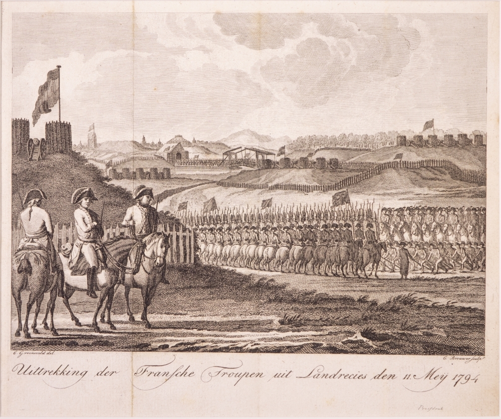 "Uittrekking der Fransche Troupen uit Landrecies den 11. May 1794."