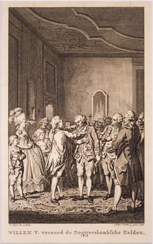 "WILLEM V. vereerd de Doggersbanksche Helden."