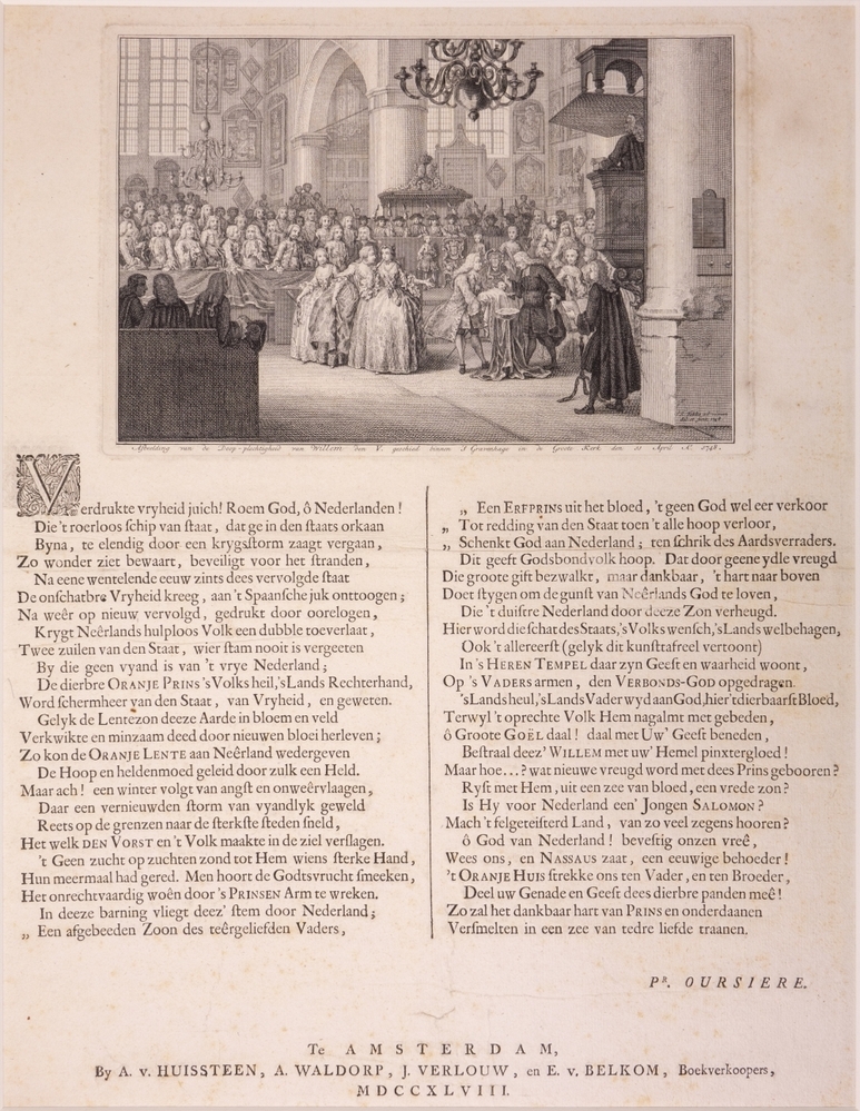 Doopplechtigheid van Willem V in de Grote kerk te Den Haag.