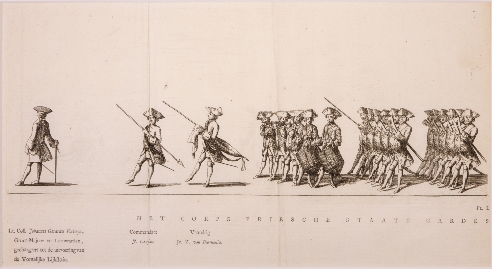 "NAUWKEURIGE AFBEELDING DER LIJK-STATIE VAN HAARE DOORLUCHTIGE HOOGHEID MARIA LOUISA, GEBOREN PRINCESSE VAN HESSEN-KASSEL, DOUAIRIERE VAN JOHAN WILLEM FRISO, PRINS VAN ORANGE EN NASSAU, ENZ. ENZ. ENZ."