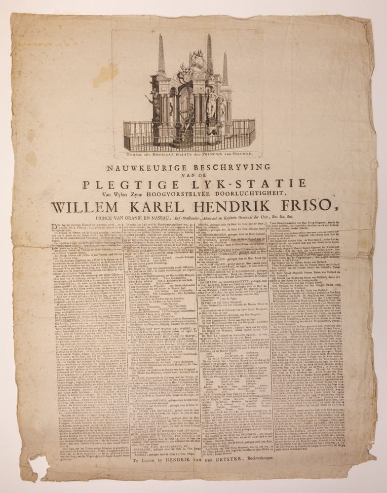 Beschrijving van de Lijkstatie van Willem IV.