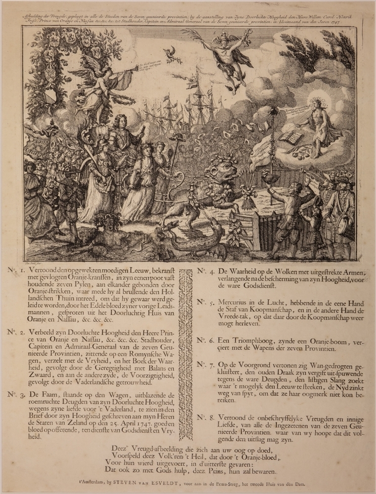 Afbeelding der vreugde in alle steden der 7 provinciën bij aanstelling van Willem IV in Mei 1747.