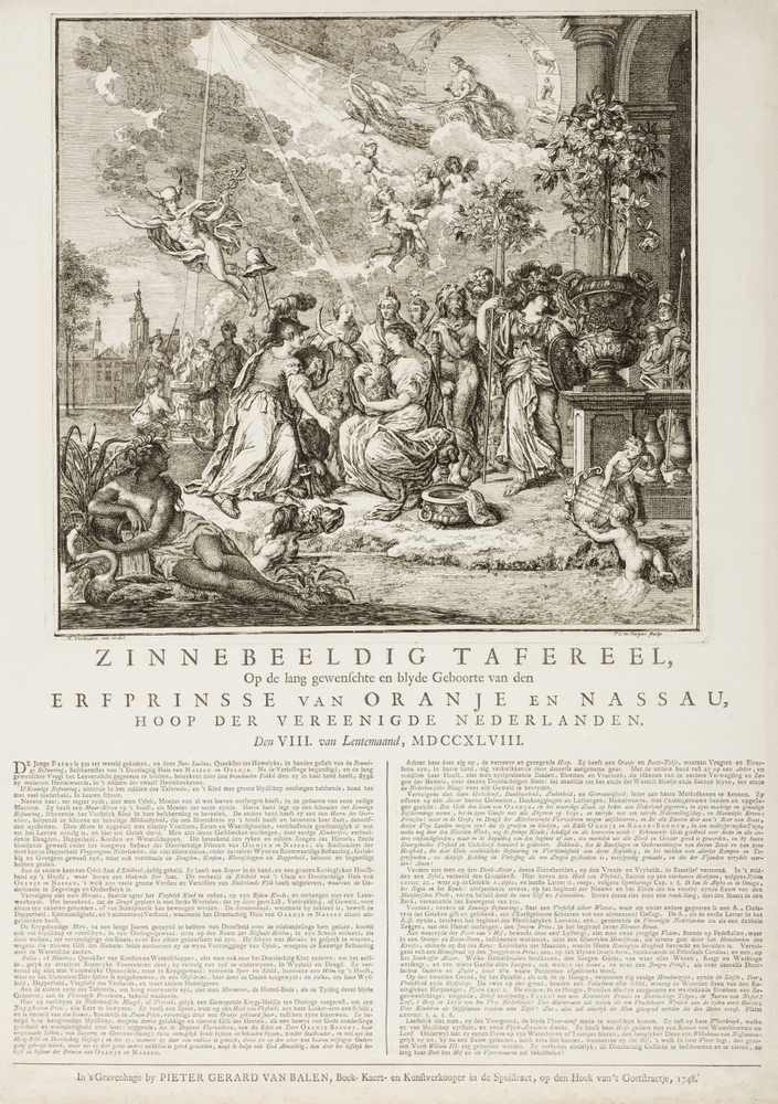 Zinneprent op de geboorte van Willem V.