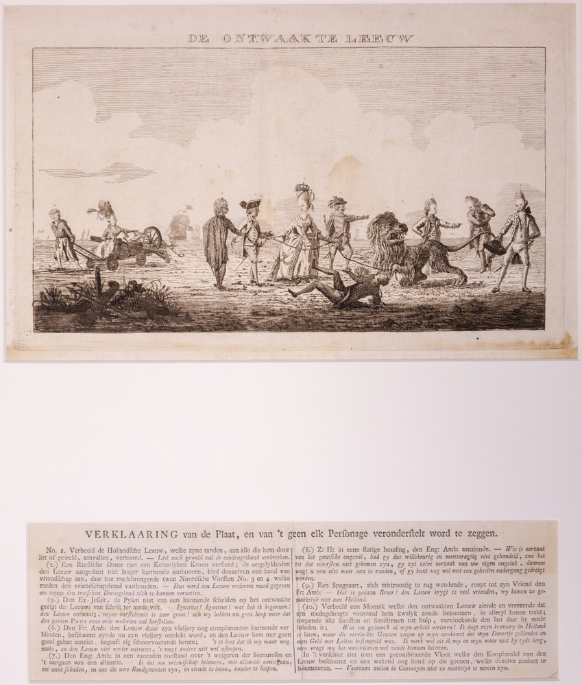 "DE ONTWAAKTE LEEUW" zinneprent op de aanbieding der Neutraliteit.