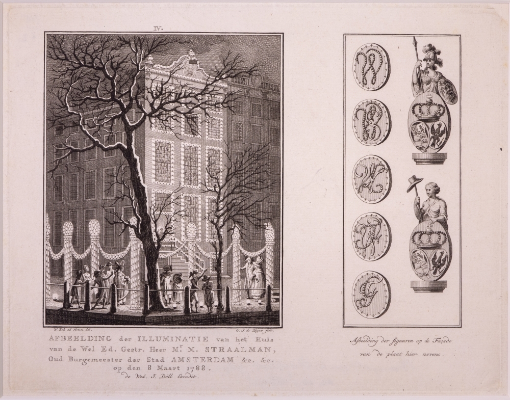 Illumatiën en Decoratiën te Amsterdam op den 40sten verjaardag van Willem V. IV. bij M. Straalman, oud-burgemeester.