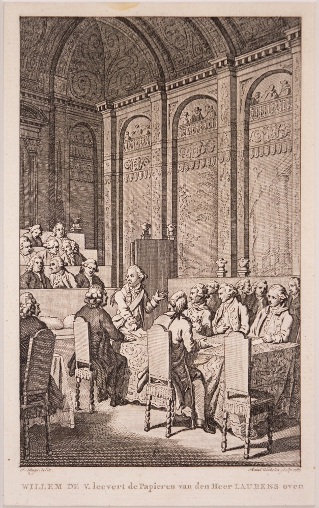 "WILLEM DE V. leevert de Papieren van den Heer LAURENS over."