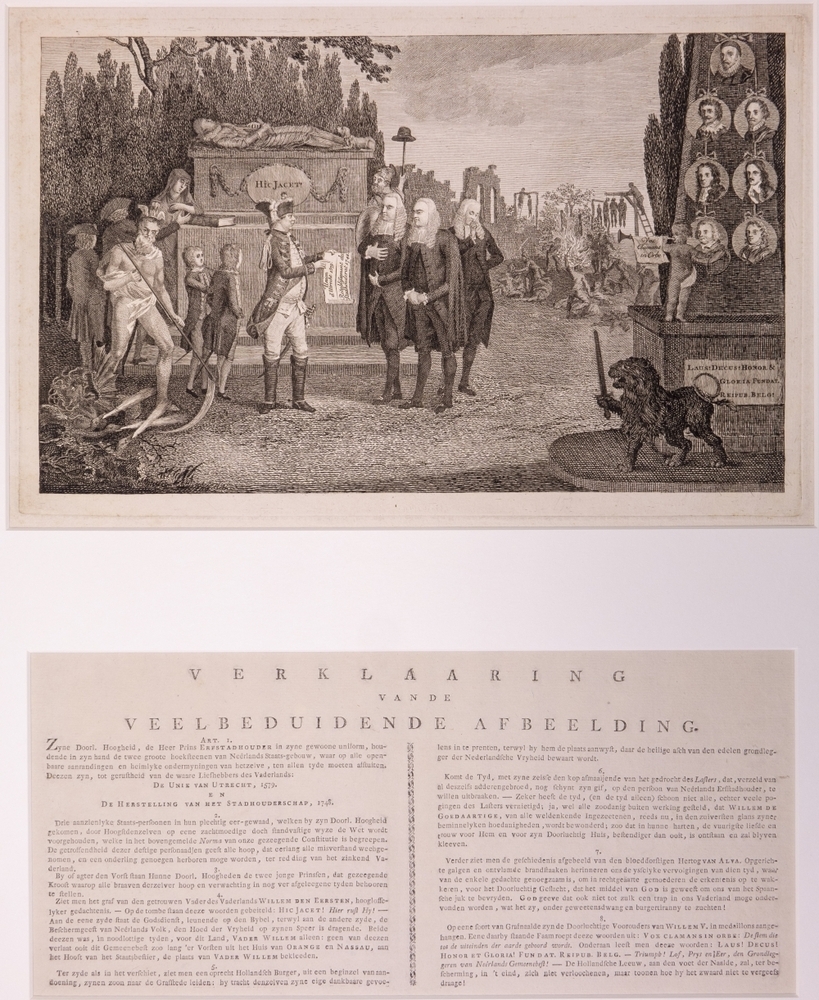 "HIC JACET". Zinneprent op de Acte van Guarantie van het Stadhouderschap.
